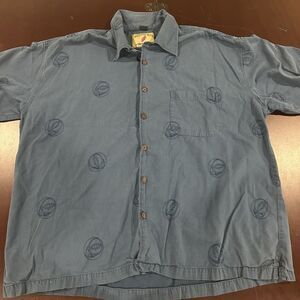 Grateful Dead Skull & Lightning Hawaiian Shirt David Carey Blue 2X Vintage